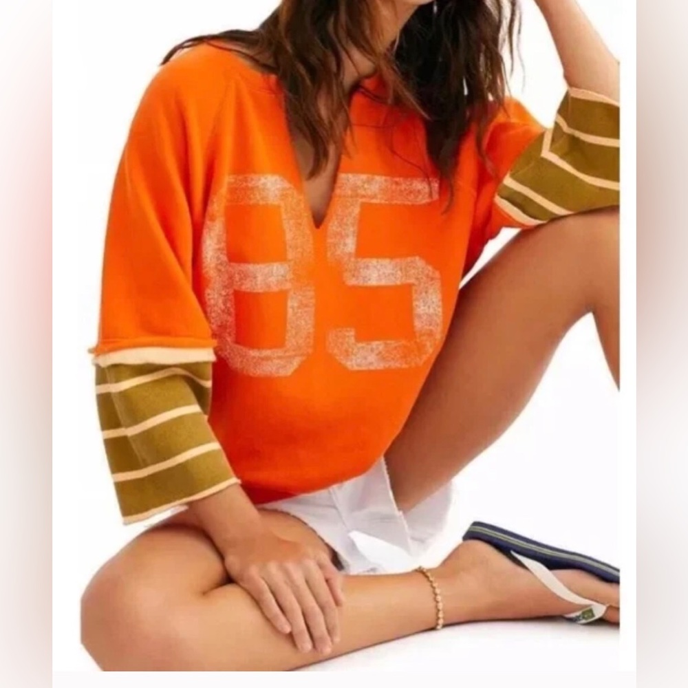 Orange varsity free people pullover